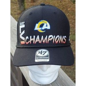 '47 LOS ANGELES RAMS NFL 2021 SUPER BOWL LVI 56 CHAMPIONS TRUCKER HAT CAP NEW!